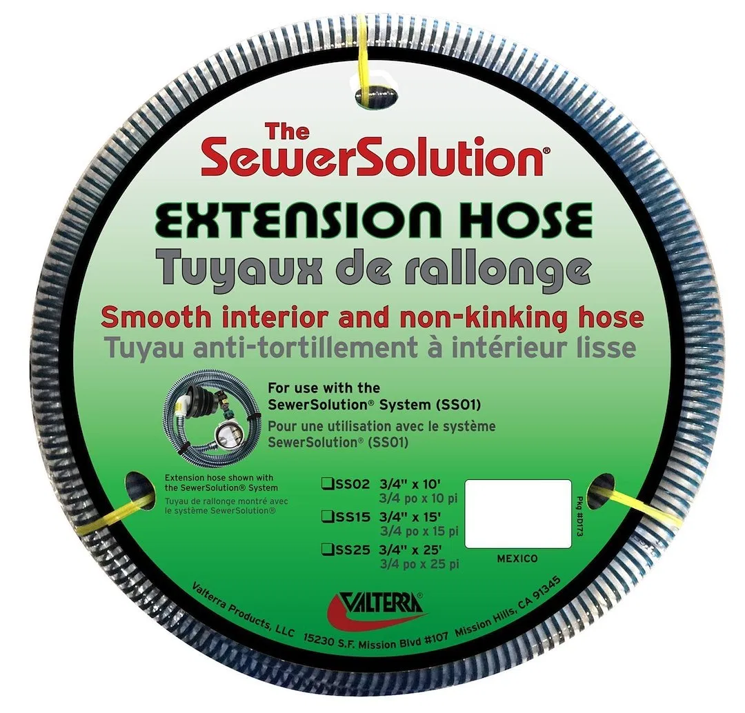 SS25 – VALTERRA LLC Sewer Hose, 25 Foot Length Extension Hose Smooth Interior/ Non-Kinking 3/4 Inch Diameter With Pum...